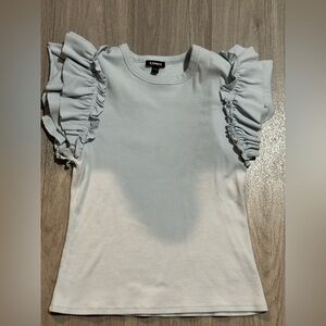 Express Light Blue Ruffle Sleeve Tee